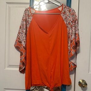 Orange Floral Women's Top